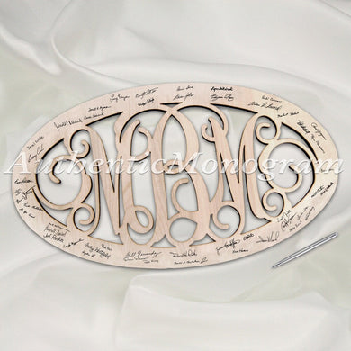 Wooden Wedding Guest Book 3 Letters Personalized Monogram Signage Framed Vine Script Personalized Monogram, Unpainted, Home Decor, Wedding Decor, Initial, Door Hanger