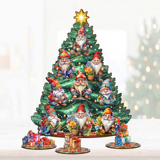 Gnomes Christmas Tree Eco Wood Set by G.DeBrekht Christmas Decor - 8091512