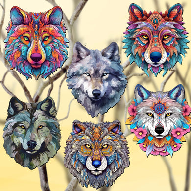 Enigmatic Wolves Clip-On Eco Wood Decorative Ornaments Set of 6 by G. Debrekht - Wildlife Decor - 8090113C-S6