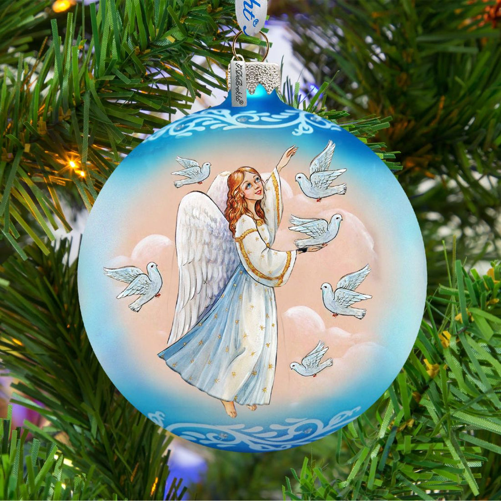 Serenity Angel Glass Ornament by G. DeBrekht - Nativity Holiday Decor - 73366