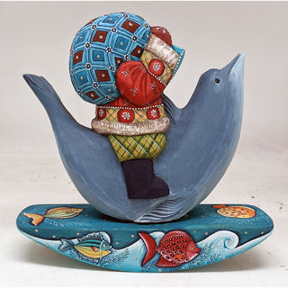 Dolphin Santa Hand-Painted WOODCARVED Masterpiece by G. DeBrekht - Wildlife Holiday Decor - 820023