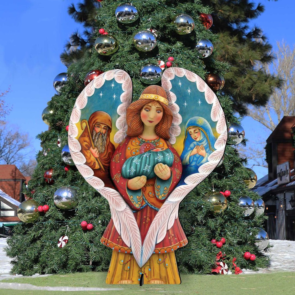 Holy Family Angel Outdoor Decor by G. DeBrekht - Nativity Holiday Decor - 8154107F