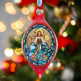 Holy Guardian Angel Drop Glass Ornament by G. Debrekht - Nativity Holiday Decor - 757-055