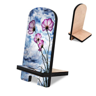 Sky Flowers Decor Cell Phone Stand Wood Mobile Tablet Holder Charging Station Organizer - 892049