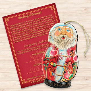 Gift Santa Nesting Doll Wooden Ornaments by G. DeBrekht - Christmas Santa Snowman Decor - 8110712