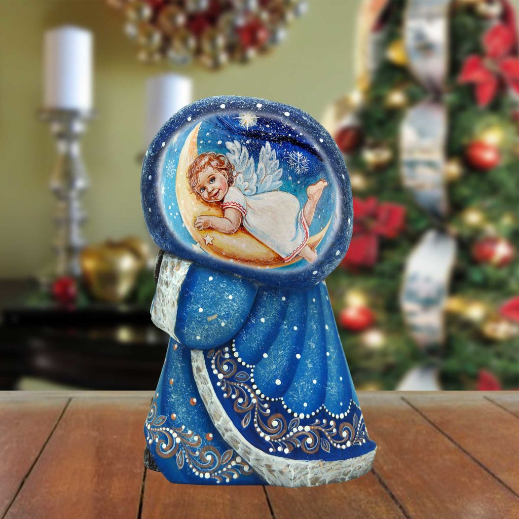 Angel Crescent Santa Hand-Painted WOODCARVED Masterpiece by G. DeBrekht - Nativity Holiday Decor - 8215554