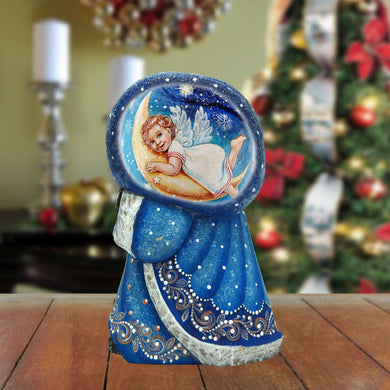 Angel Crescent Santa Hand-Painted WOODCARVED Masterpiece by G. DeBrekht - Nativity Holiday Decor - 8215554