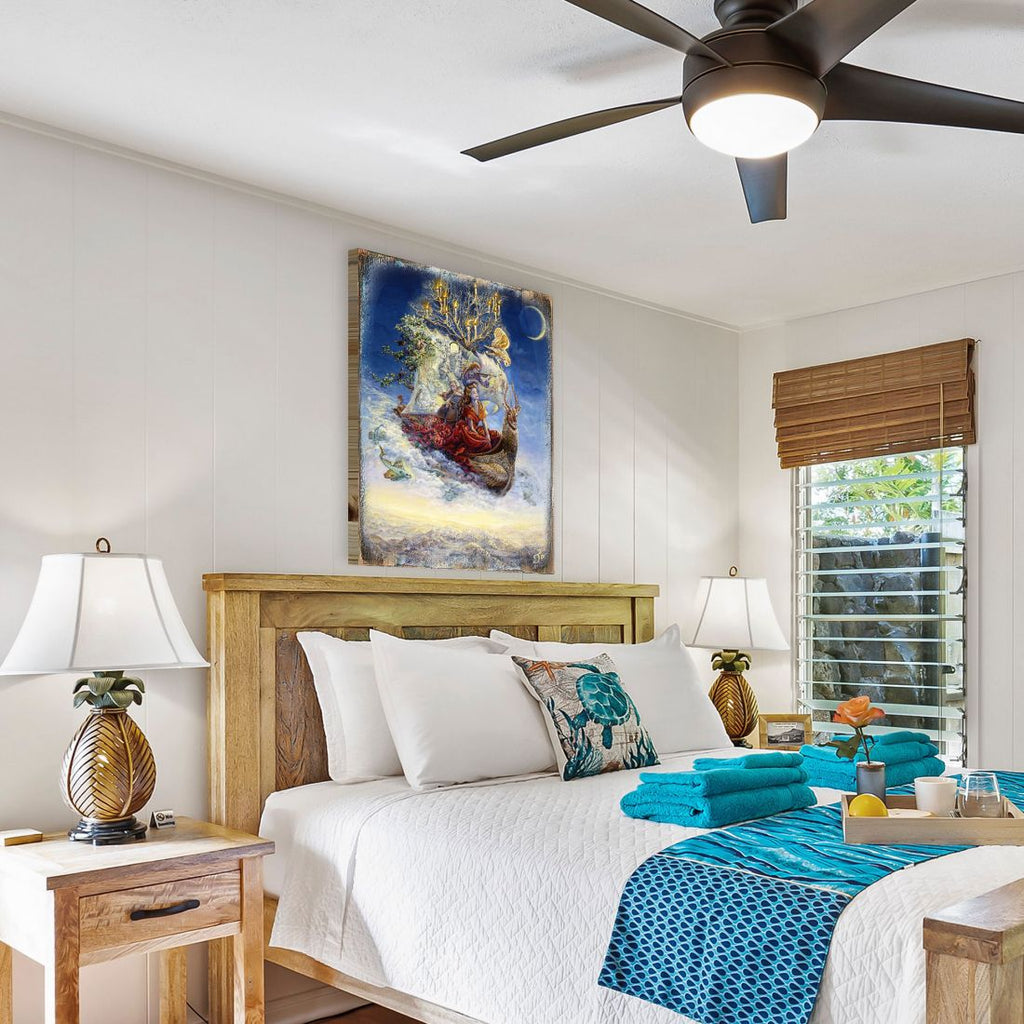 Ship of Dreams Fantasy Wooden Wall Art by Josephine Wall - Fantasy Decor - 852137-JW