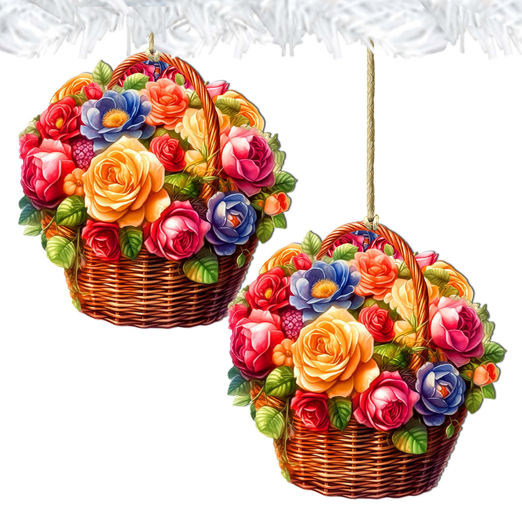 Flowers in the Basket Wooden Ornaments by G. Debrekht - Love Family Decor - 8688316