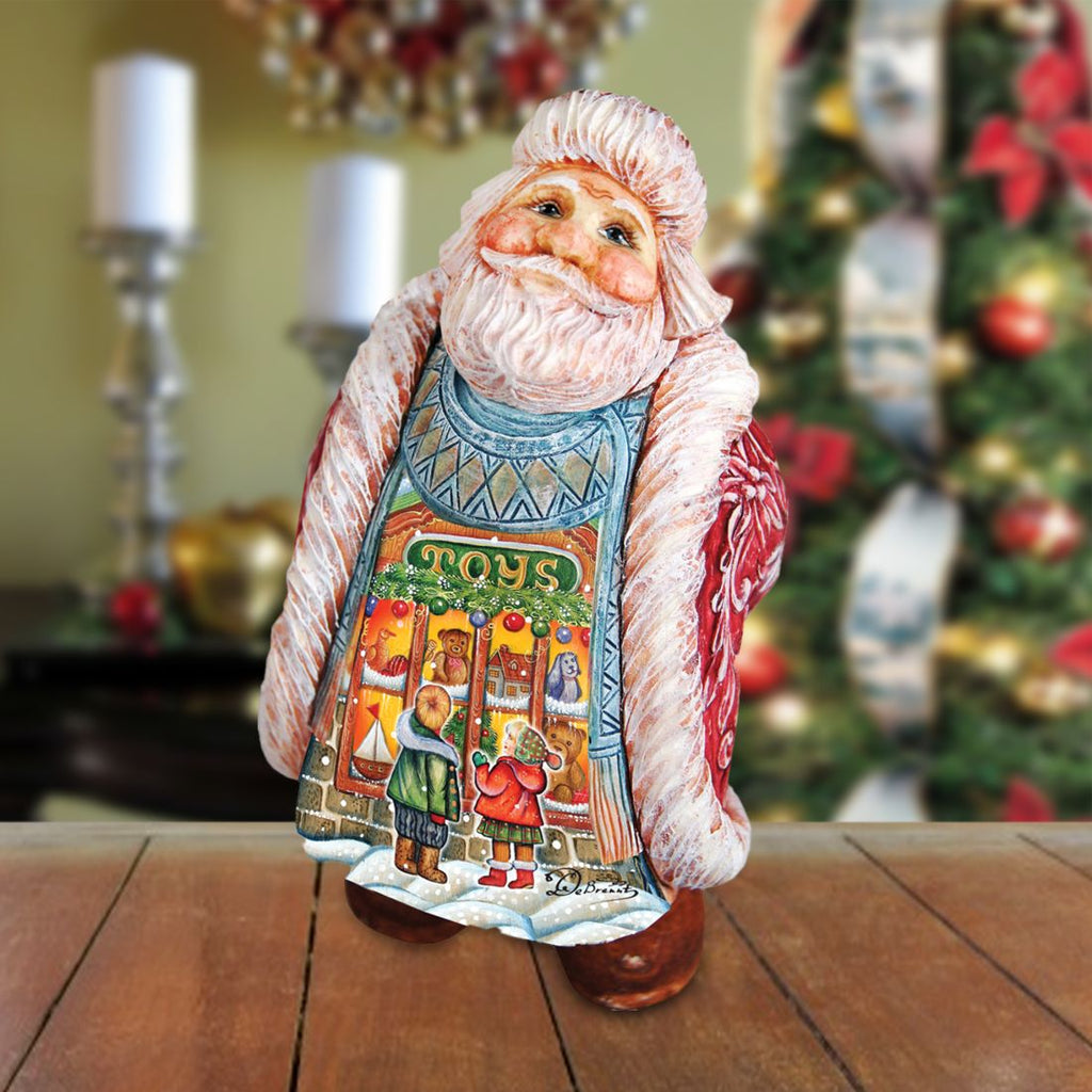 Santa with toy scene Handcrafted Christmas Figurine - G. DeBrekht - Christmas Santa Snowman Decor - 534512