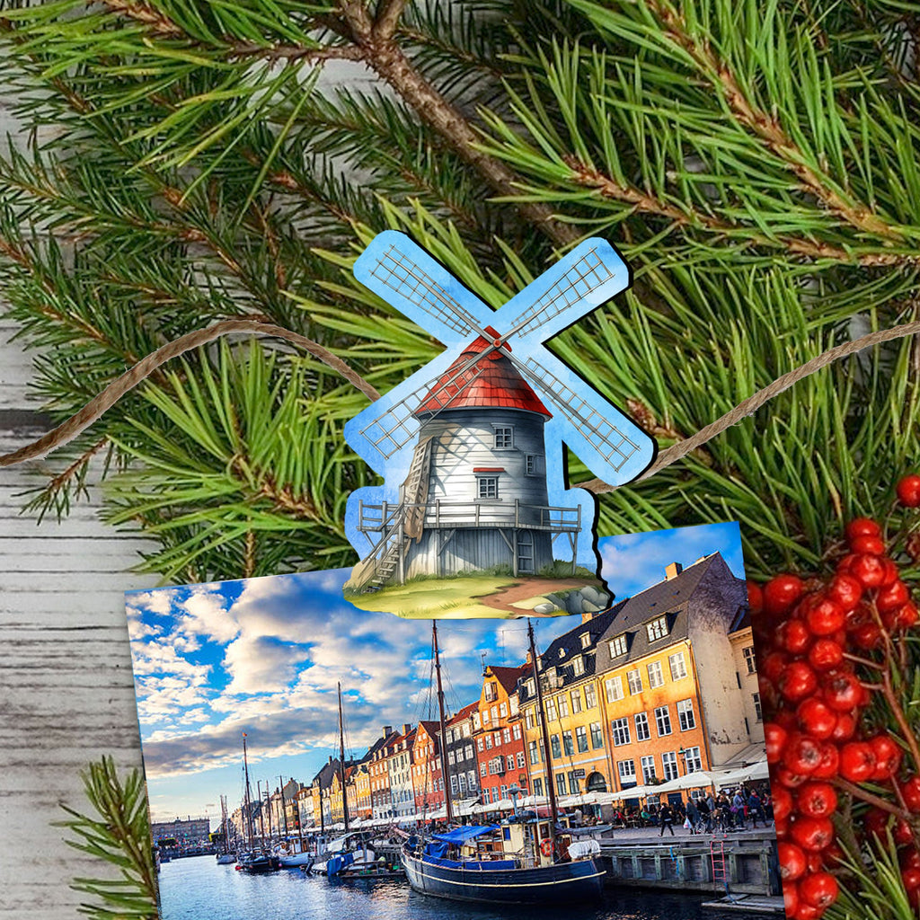 Windmills Clip-On Eco Wood Decorative Ornaments Set of 6 by G. Debrekht - Love Family Decor - 8090074C-S6