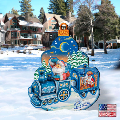 Santa Arrival Christmas Outdoor Yard Sign by G. DeBrekht - Christmas Santa Snowman Decor - 8112180F