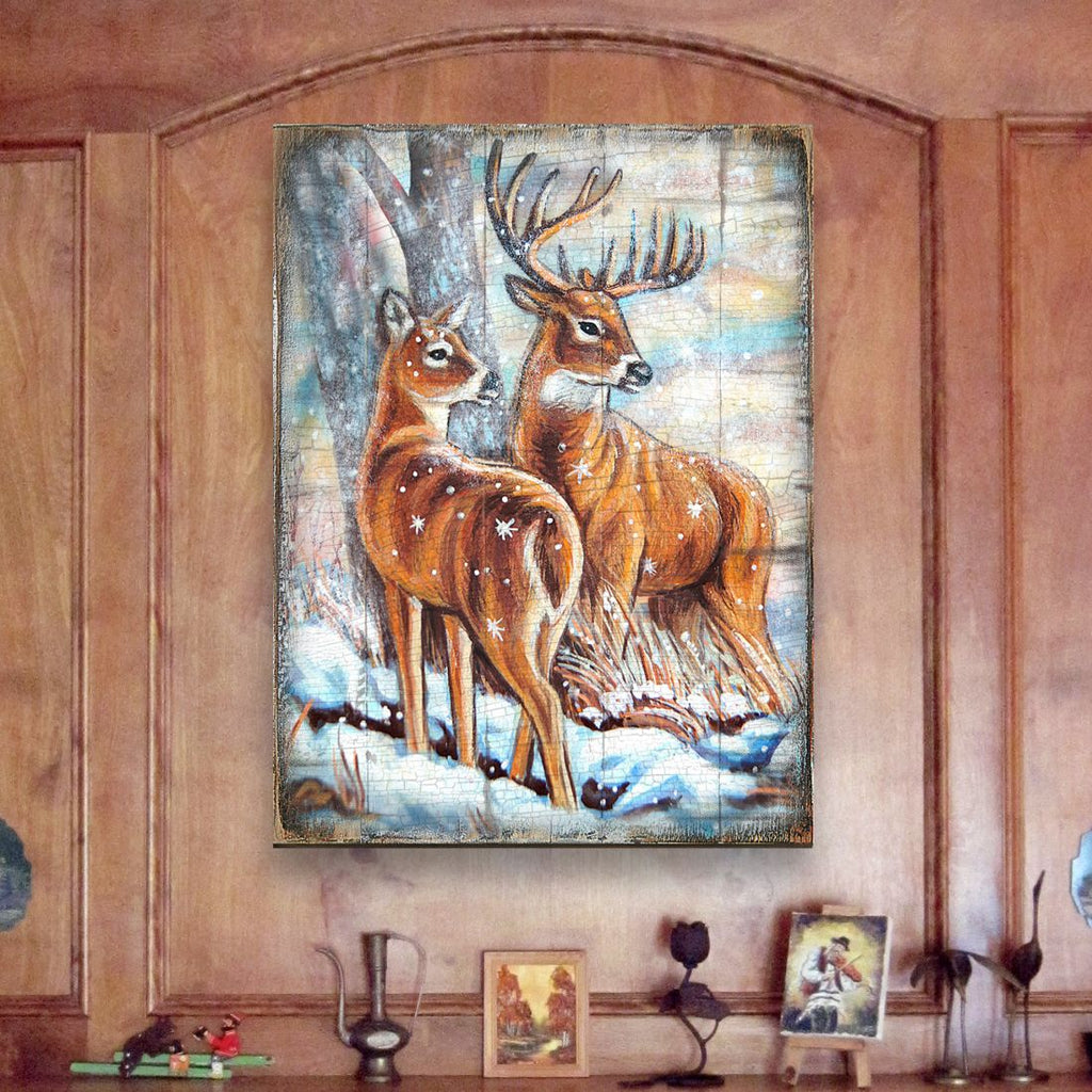 Schmid Deer's Art Wooden Wall Art by Nature Wonders - Nature Wildlife Decor - 95212B