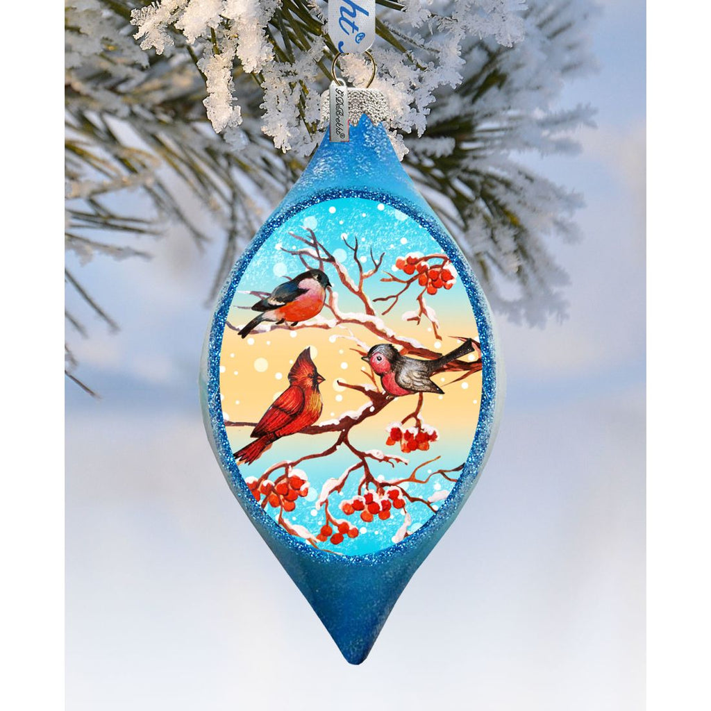 Winter Bird Drop Glass Ornament by G. DeBrekht - Christmas Decor - 74171