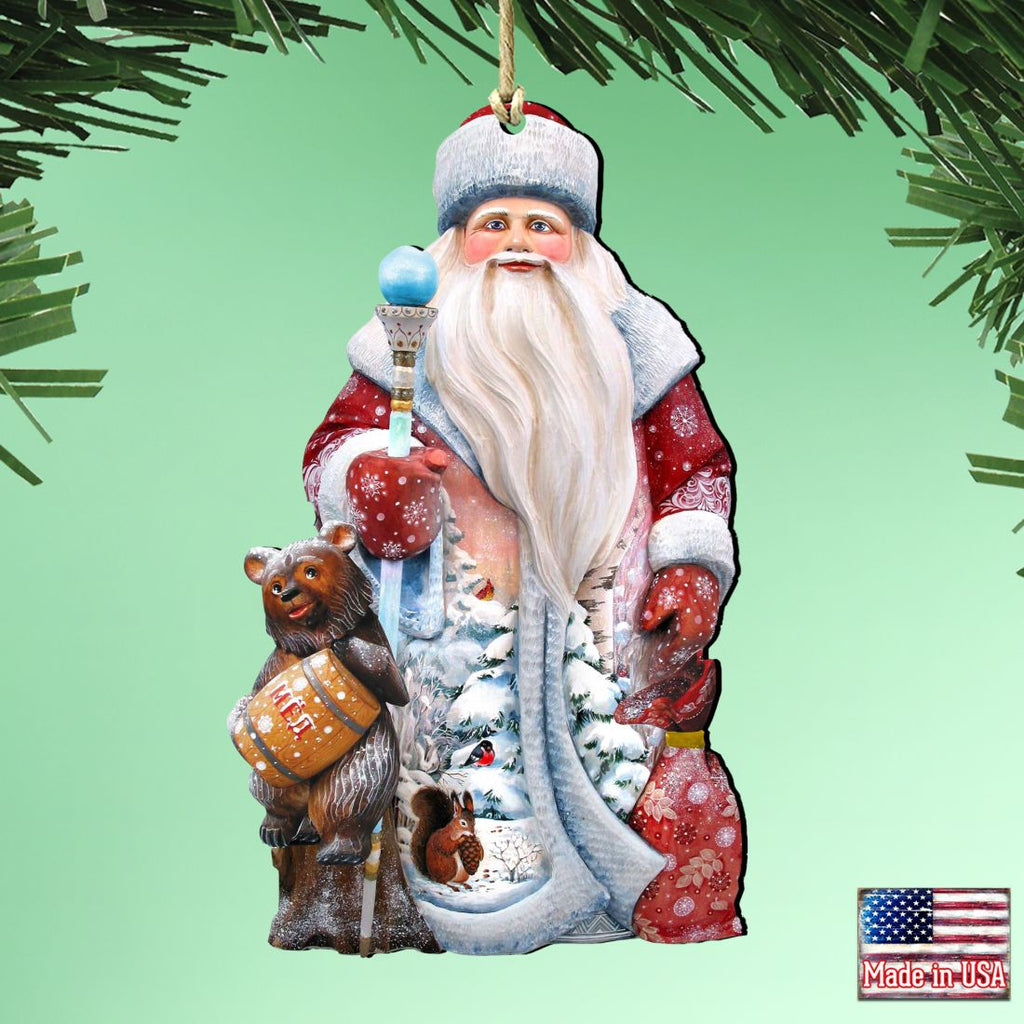 Honey Bear Christmas Wooden Ornaments by G. DeBrekht - Christmas Santa Snowman Decor - 8128811
