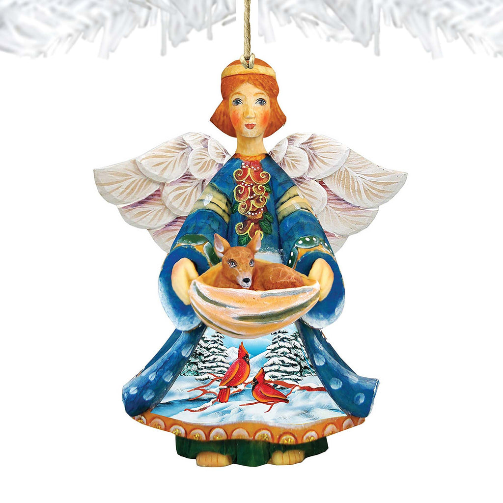 Cardinal Deer Angel Wooden Ornaments by G. DeBrekht - Nativity Holiday Decor - 8152510