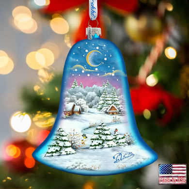 Winter Village Bell Glass Ornament by G. DeBrekht - Christmas Decor - 73141