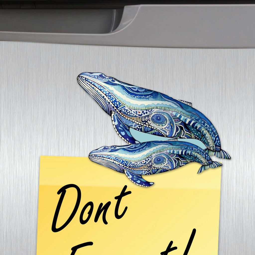 Embracing Whales Decorative Eco Wood Magnets Set of 6 by G. Debrekht - Wildlife Coastal Decor - 8090107G-S6