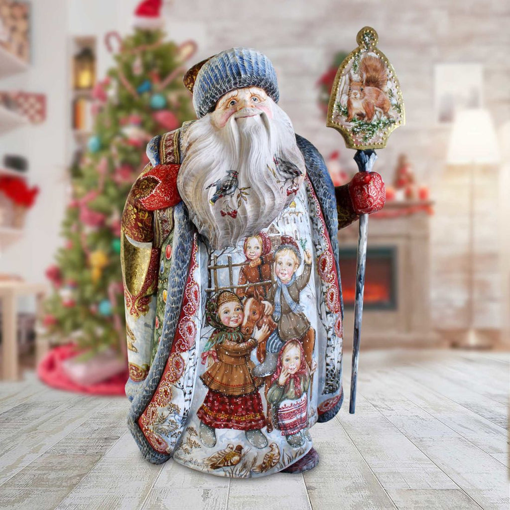 A Day to Remember Santa Hand-Painted WOODCARVED Masterpiece by G. Debrekht - Christmas Decor - L291351