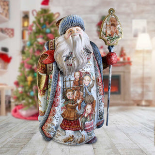 A Day to Remember Santa Hand-Painted WOODCARVED Masterpiece by G. Debrekht - Christmas Decor - L291351