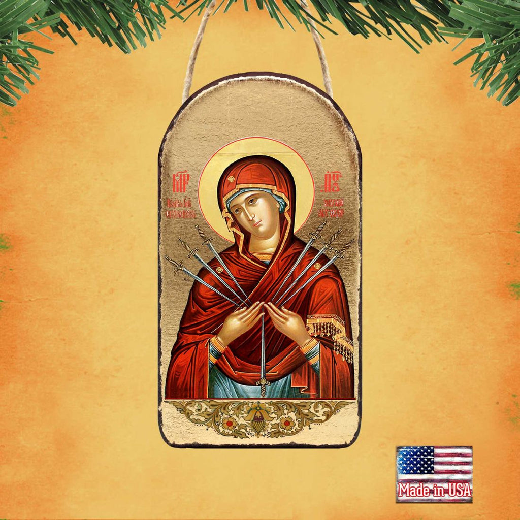 Virgin Mary of The Seven Swords Religious Christian Sacred Icon Ornament - Inspirational Icon Decor - 87037