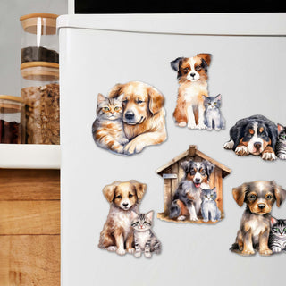 Dogs Decorative Eco Wood Magnets Set of 6 by G. Debrekht - Pets Dog and Cat Decor - 8090017G-S6