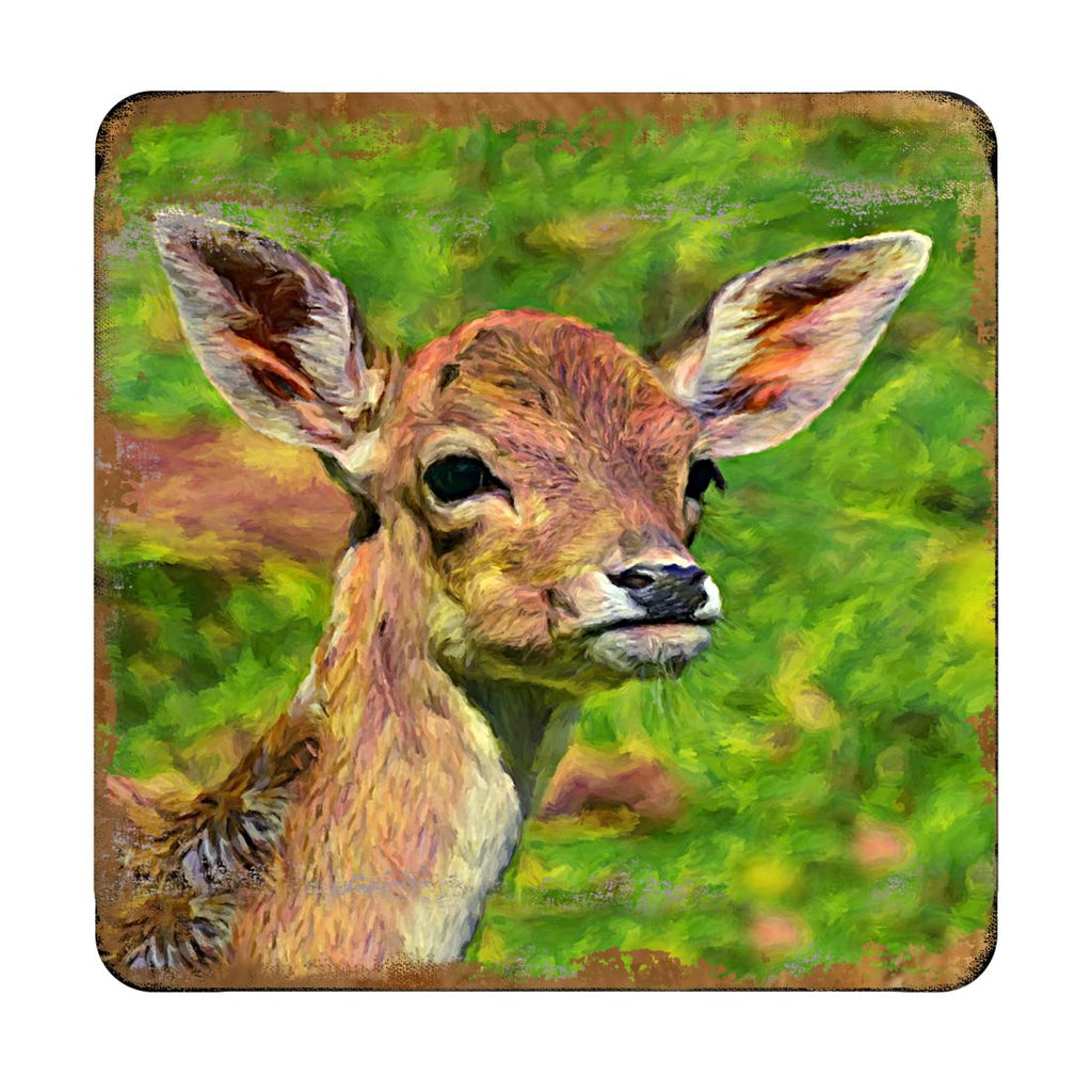 Deer Face Wooden Cork Coasters Gift Set of 4 by Nature Wonders - Nature Wildlife Decor - 95288C-S4