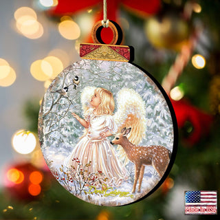 Woodland Angel Deer Wooden Ornaments by Gelsinger - Nativity Holiday Decor - 8021122-1703