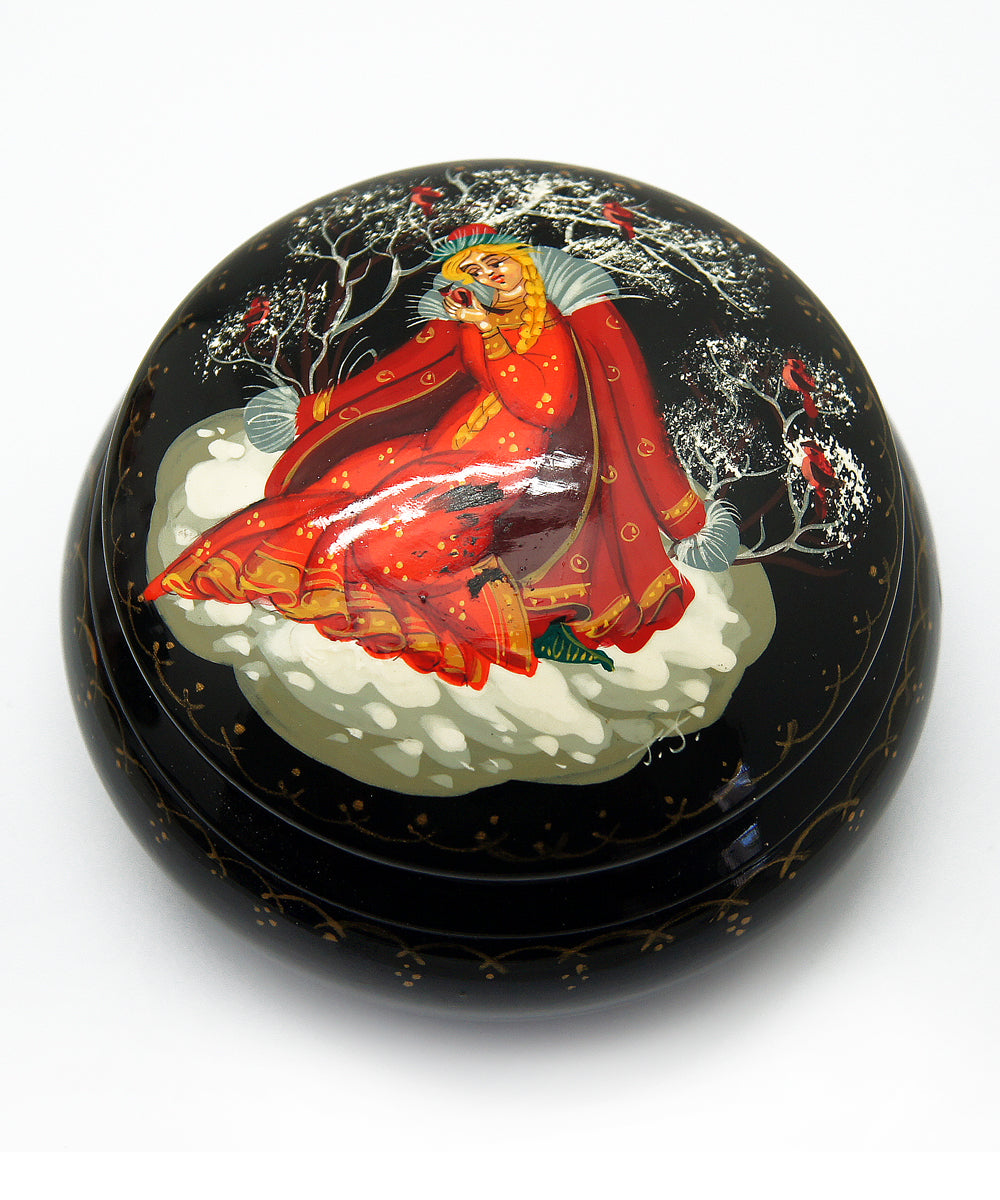 One-of-a-Kind Fairy Tale Hand-Carved and Hand-Painted Lacquer Box by G. Debrekht Unique Handmade Gift