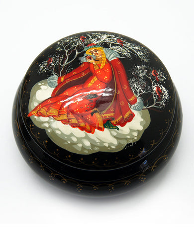 One-of-a-Kind Fairy Tale Hand-Carved and Hand-Painted Lacquer Box by G. Debrekht Unique Handmade Gift