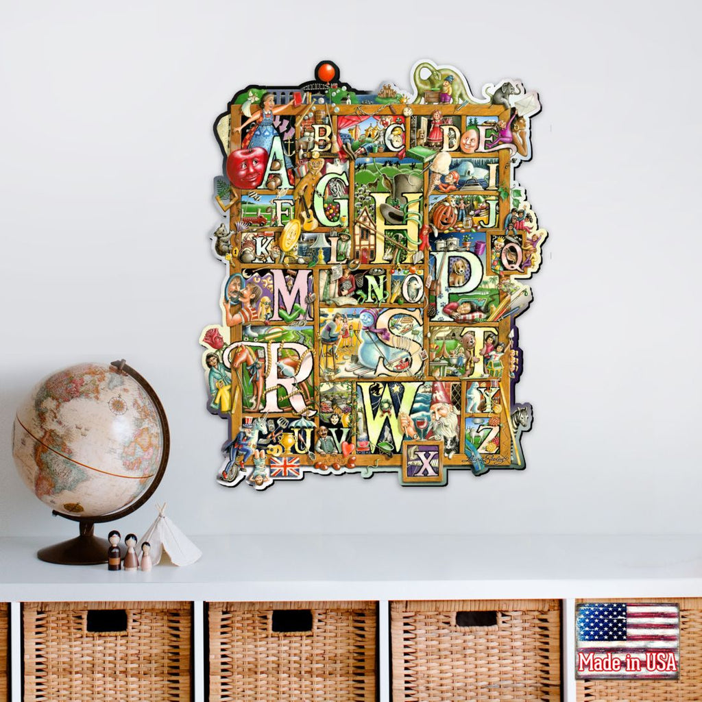 Alphabet Whimsical Wall Art by Laura Seeley - Love Family Kids Decor - 8513007-LS