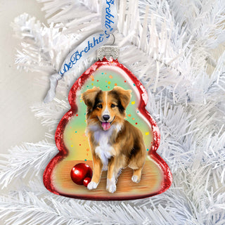 Christmas Ornaments - Playful Dog Keepsake Glass Ornaments by G. Debrekht - Christmas Decor - 777403