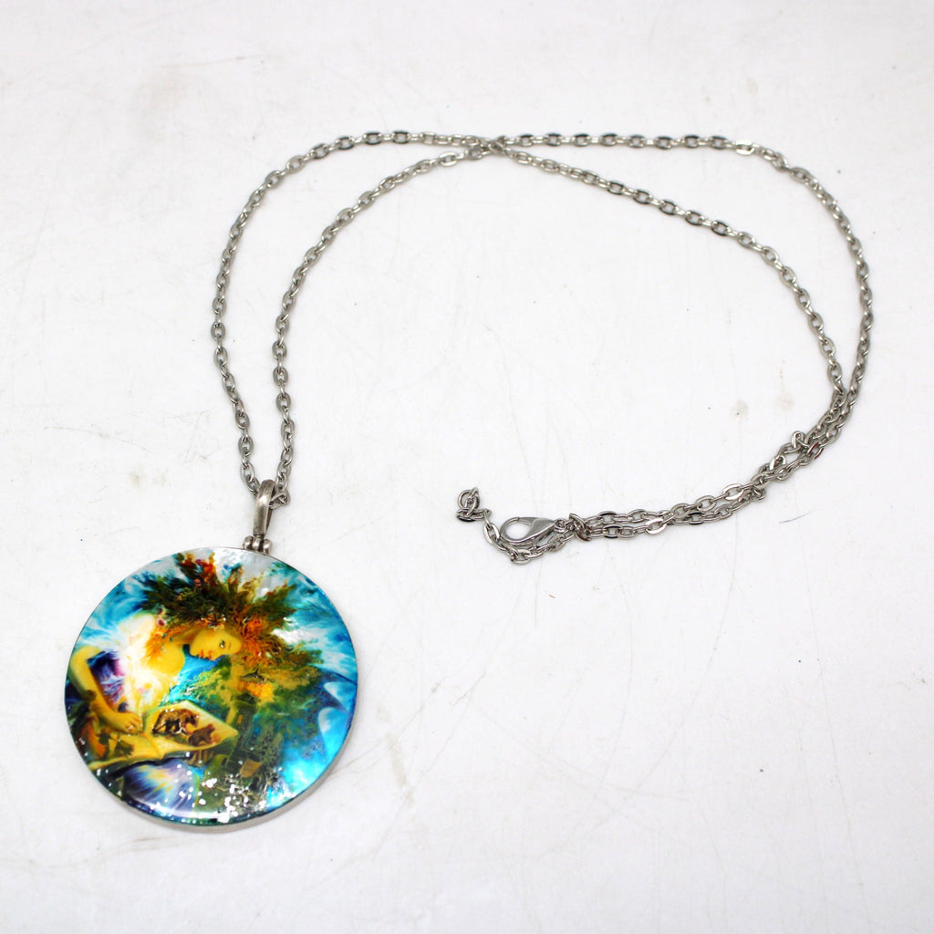 One-of-a-Kind Mother of Pearl Lacquered Miniature Jewelry Pendant 2