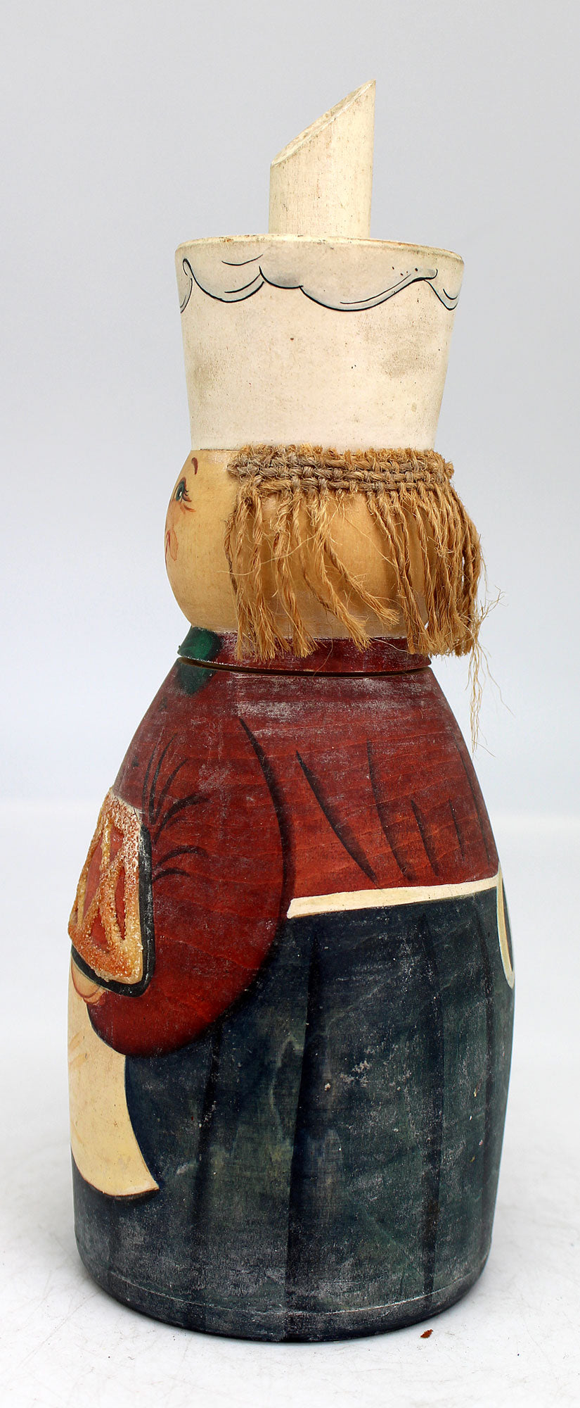 One-of-a-Kind Chief Boy WOODCARVED Handpainted Figurine 3 X 3 X 8