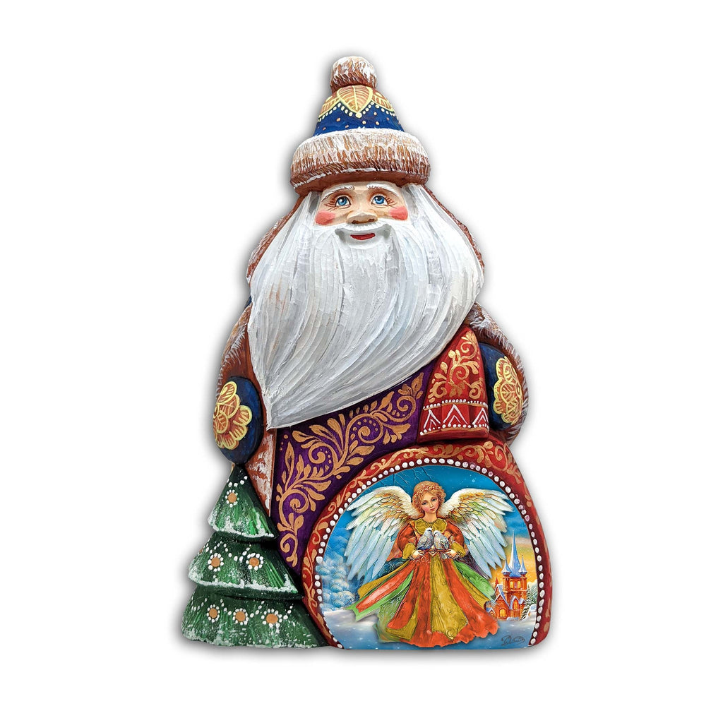Guardian Angel Santa Hand-Painted WOODCARVED Masterpiece Figurine by G. DeBrekht - Nativity Holiday Decor - 8206023