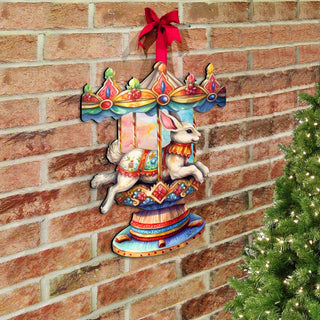 Carousel Bunny Holiday Door Decor by G. Debrekht - Christmas Decor - 8611026H