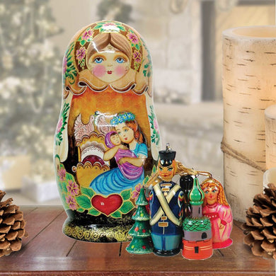 Mother Love Nesting Hand-Painted Doll with Set of Wooden Ornaments by G. DeBrekht - Christmas Decor - 130731