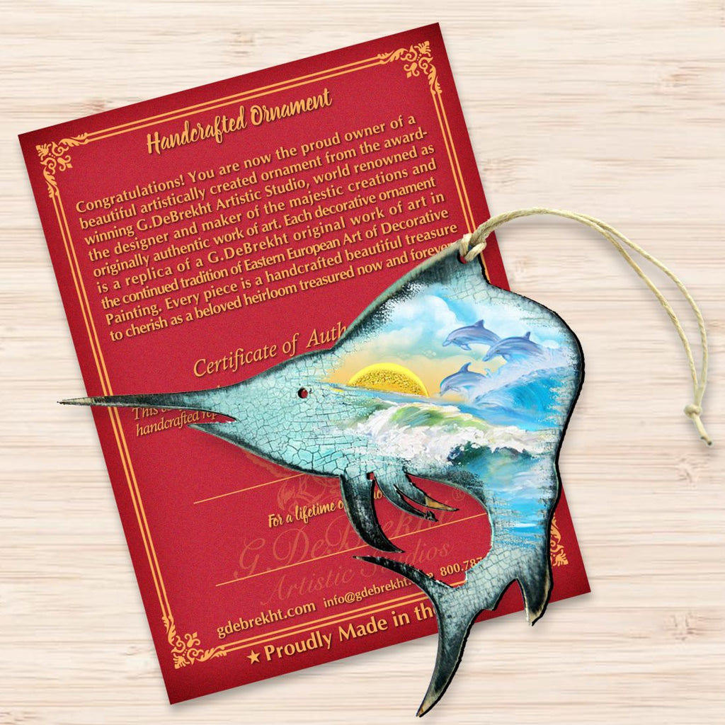 Marlin Fish Wooden Ornaments by G. DeBrekht - Coastal Holiday Decor - 8198533