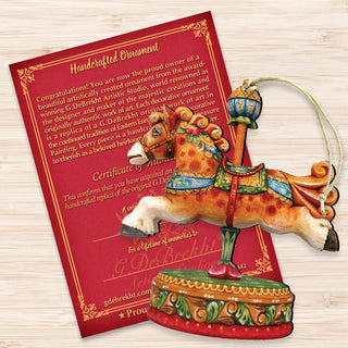 Curly Carousel Pony Wooden Ornaments by G. DeBrekht - Carousel Holiday Decor - 8114041-3