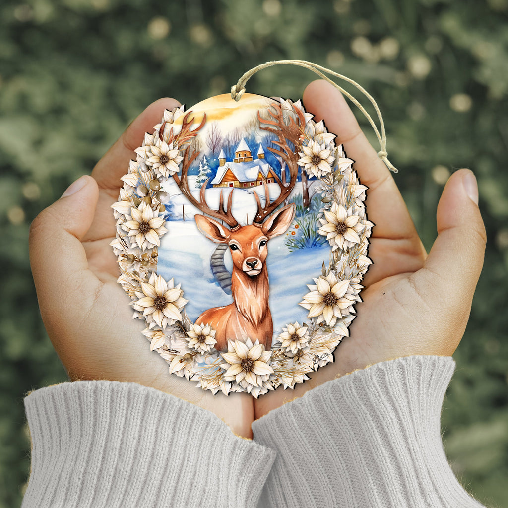 Majestic Forest Deer Wooden Ornaments by G. Debrekht Christmas Decor - 8611065