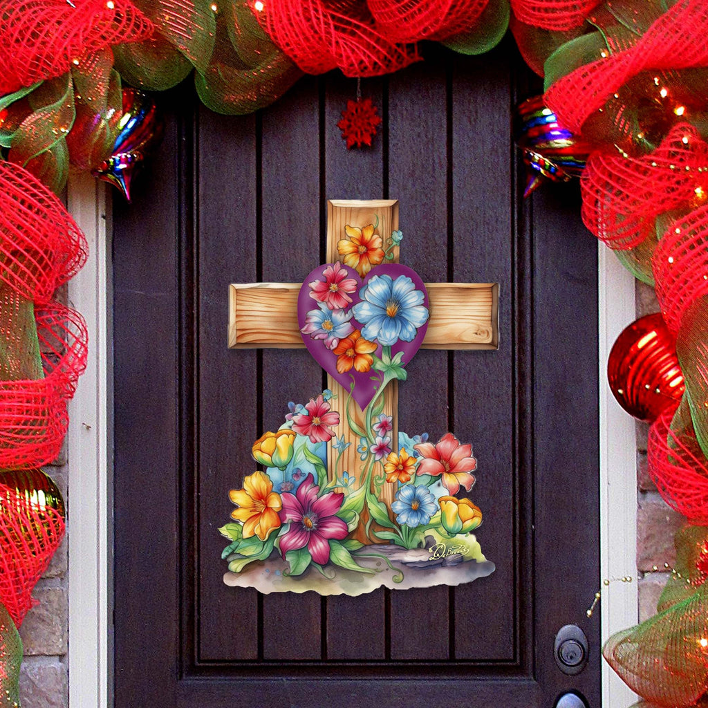 Easter Floral Cross Holiday Door Decor by G. Debrekht - Easter Spring Decor - 8688166H