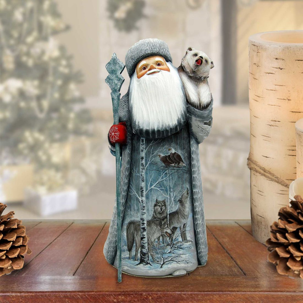 Signature Wolf Santa Hand-Painted WOODCARVED Masterpiece by G. DeBrekht - Wildlife Holiday Decor - 28217012 *** PRE-ORDER - Handmade Just for You! ***
