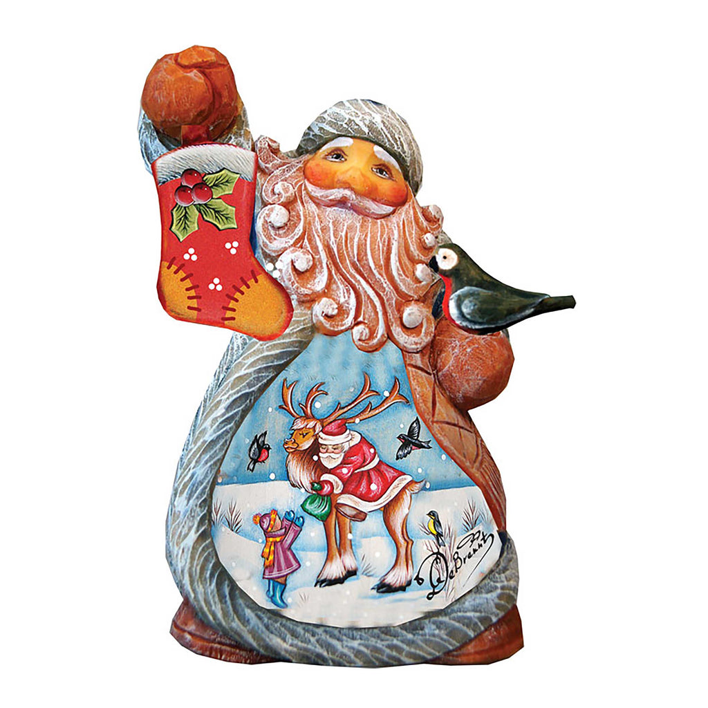 Coming Along Tiny Tale Santa Christmas Figurine by G. DeBrekht - Christmas Santa Snowman Decor - 561637