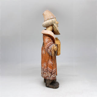One-of-a-Kind Man with Garmoshka WOODCARVED Figurine 12x5x35 by G. Debrekht - Unique Hand-carved and Hand-Painted Collectible
