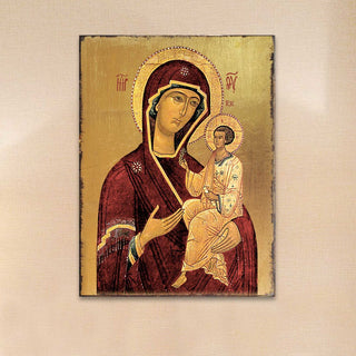 Virgin Mary Wooden Gold Plated Religious Orthodox Sacred Icon - Inspirational Icon Decor - 85063