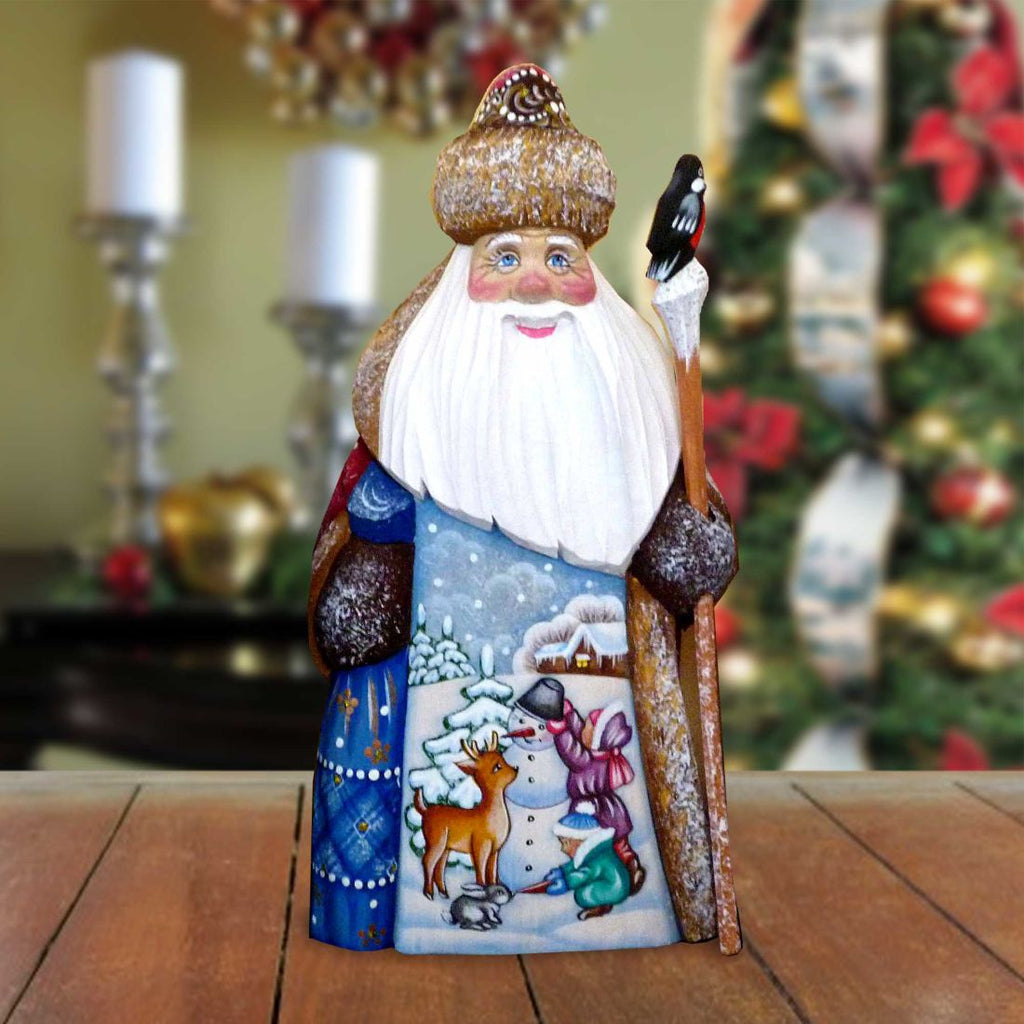 Playing Snowman Santa Hand-Painted WOODCARVED Masterpiece by G. DeBrekht - Christmas Santa Snowman Decor - 8215948