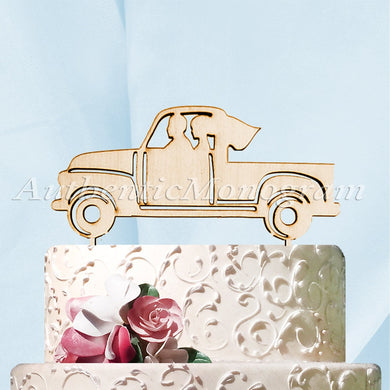 Wedding Cake Topper - Mr. & Mrs. Wedding Cake Topper Husband Wife Vintage Pickup Truck Wedding decor Painted Unpainted Special Occasion 4341