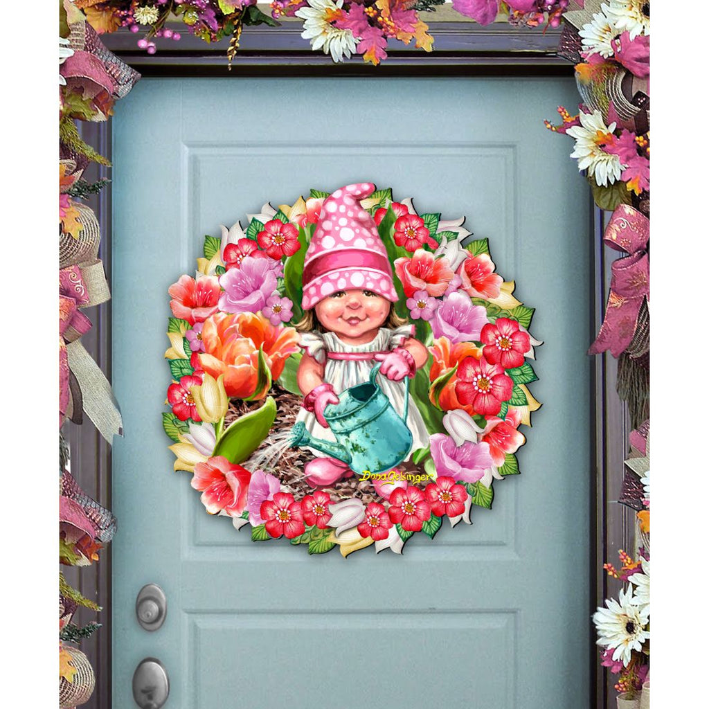 Spring Wreath Blossom Gnome Door Decor by D. Gelsinger - Christmas Decor - 8461055H-DG