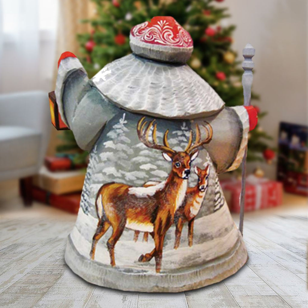 Santa Playful Elks Hand-Painted WOODCARVED Masterpiece by G. DeBrekht - Wildlife Holiday Decor - 8215674 *** PRE-ORDER - Handmade Just for You! ***
