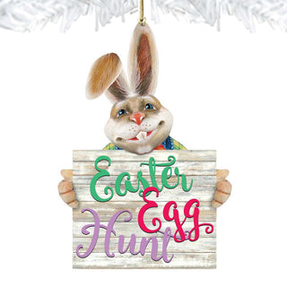 East Egg Hunt Bunny Wooden Ornaments Spring by G. DeBrekht - Easter Spring Decor - 8154423-2